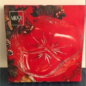 Mikasa Crystal Serving Platter Dish 3 part divided Dish vintage